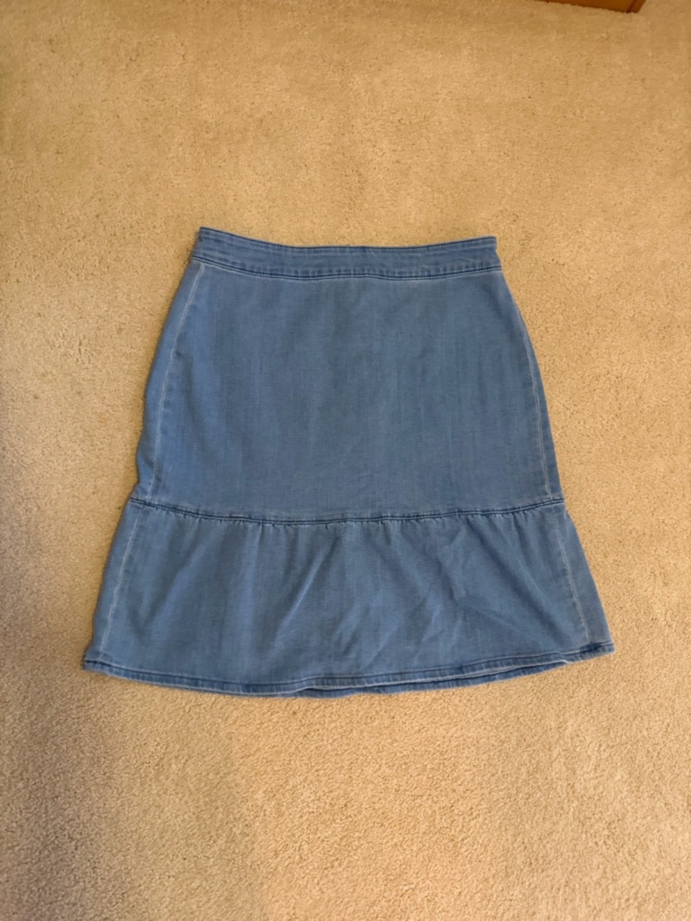 J. Crew Light Blue Denim Tiered Midi Skirt